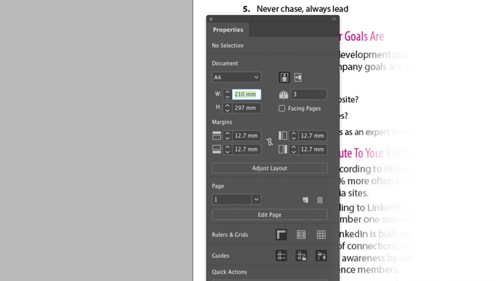 Adobe InDesign Properties Panel