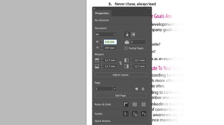 Adobe InDesign Properties Panel