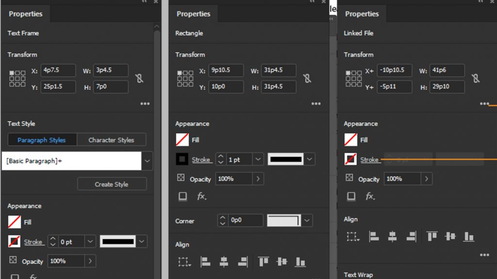 InDesign CC: Properties